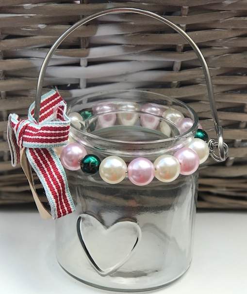 Romantischer Teelichthalter-Perlen