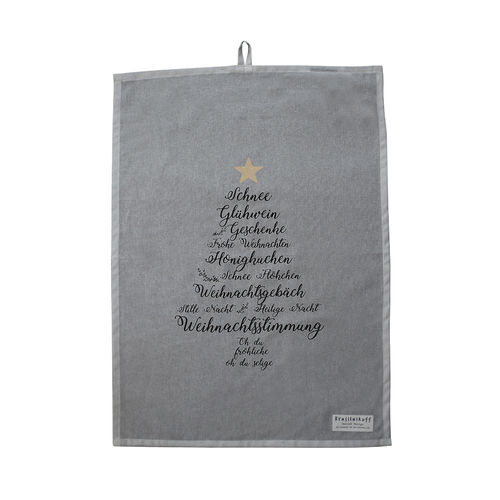 Krasilnikoff Tea Towel Christmas Words,Grey